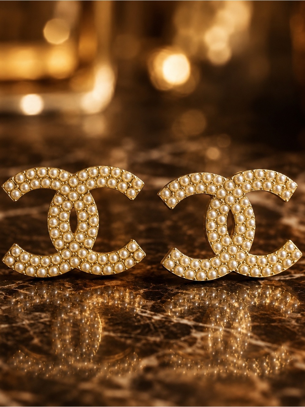 Pearl Embellished Interlocking Statement Stud Earrings